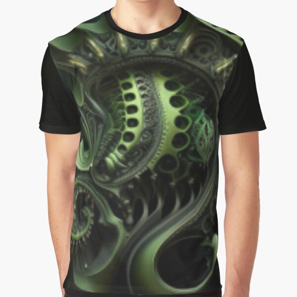 Fractal Art Surreal Biomechanic Green #2 Graphic T-Shirt
