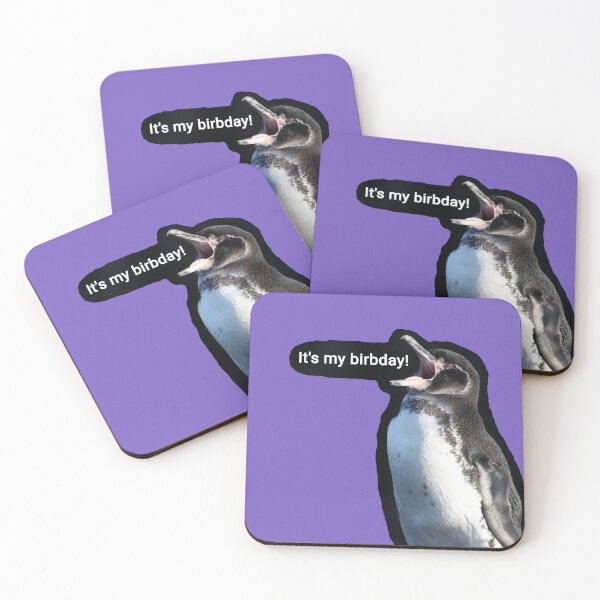 Artikelvorschau, Galapagos Penguin it's my birthday (Light Purple #795FC1 background) entworfen und verkauft von SBPenguins.