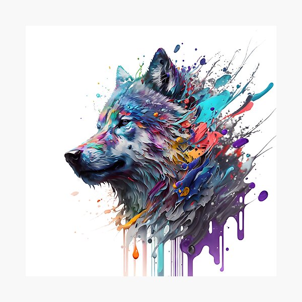 Wolf Canvas Print, Howl at the Moon Oil Painting offers Reproduction, Vibrant Colorful Art