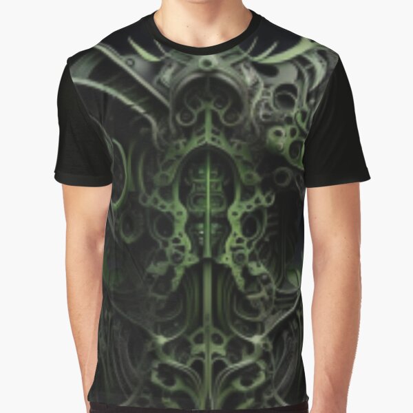Fractal Art Surreal Biomechanic Green #3 Graphic T-Shirt