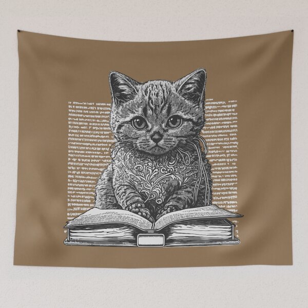 Item preview, Cat with books  designed and sold by UrbanHedgehog.