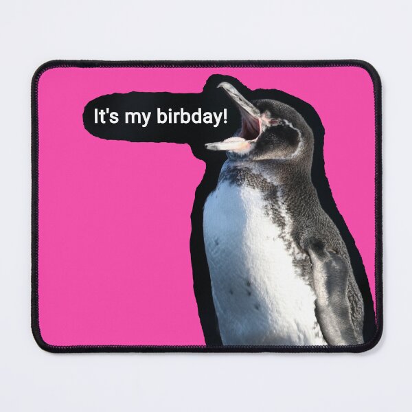 Item preview, Galapagos Penguin it's my birthday (Fuchsia #FC46AA background) designed and sold by SBPenguins.