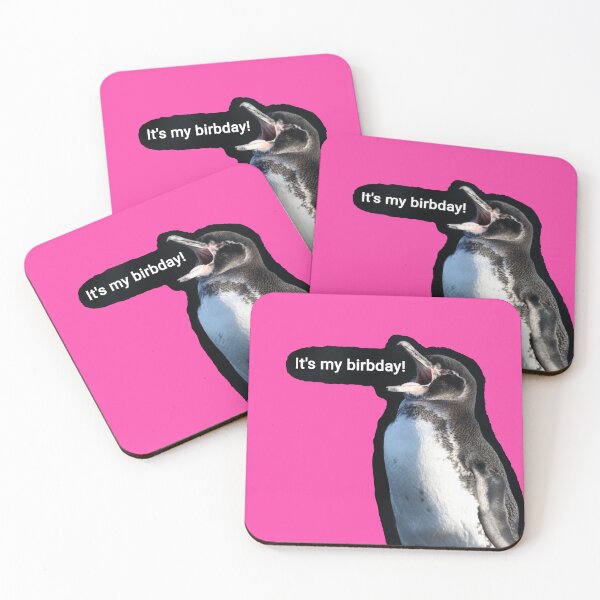 Artikelvorschau, Galapagos Penguin it's my birthday (Fuchsia #FC46AA background) entworfen und verkauft von SBPenguins.