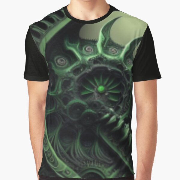Fractal Art Surreal Biomechanic Green #4 Graphic T-Shirt