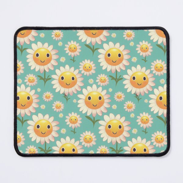 Item preview, Sweet Kawaii Daisy Pattern With Cute Faces designed and sold by Fine Prints.