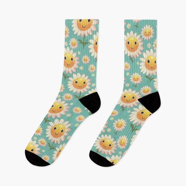 Item preview, Sweet Kawaii Daisy Pattern With Cute Faces designed and sold by Fine Prints.