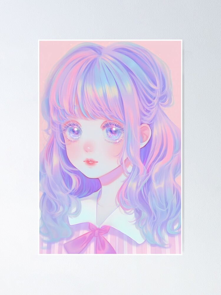 Pastel Vibes Anime Girl Art Print Kawaii Cute Art Aesthetic 