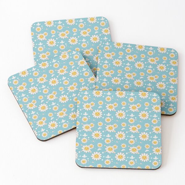 Item preview, Lovely Kawaii Daisy Pattern With Cute Faces designed and sold by Fine Prints.