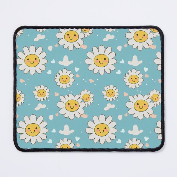 Item preview, Lovely Kawaii Daisy Pattern With Cute Faces designed and sold by Fine Prints.