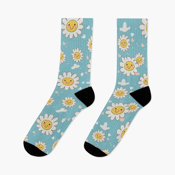 Item preview, Lovely Kawaii Daisy Pattern With Cute Faces designed and sold by Fine Prints.