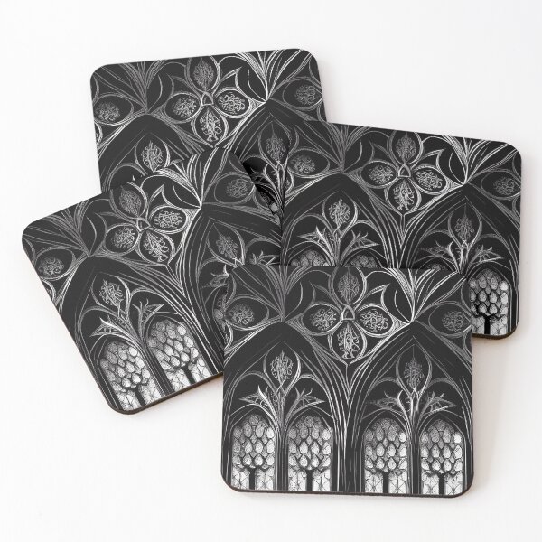 Item preview, Gothic Tiled Cathedral Architecture Pattern in Monochrome designed and sold by Fine Prints.