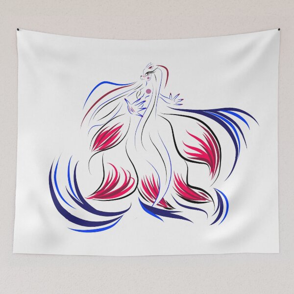 Item preview, Blue 9-Tailed Fox Demon Yokai designed and sold by Mimignonne.