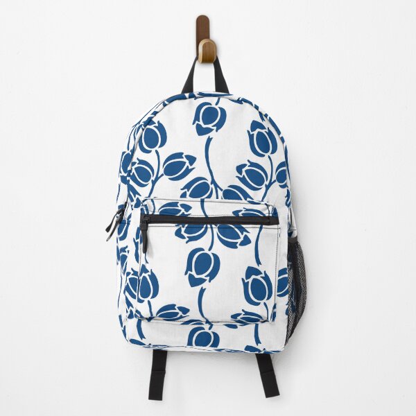 Item preview, Blue on White Art Deco Floral Pattern designed and sold by Blue-Banana.