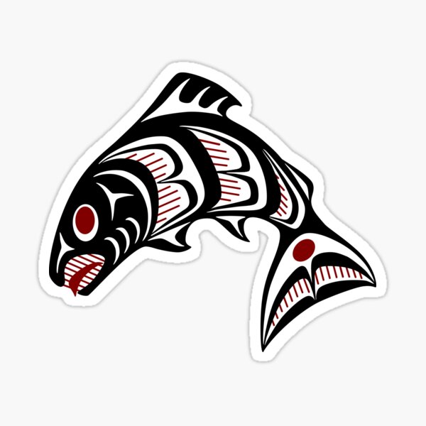 Northwest Pacific coast Haida art Salmon Sticker