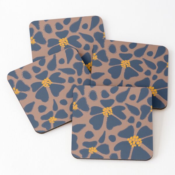 Item preview, Navy Flowers on Mocha Mousse Color designed and sold by BuBuchi.
