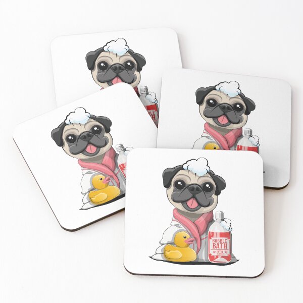 Item preview, Pet Pug in bath towel, funny pet dog bathroom art designed and sold by Wyattdesign.