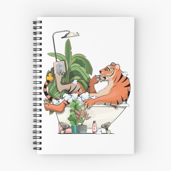 Item preview, Tiger reading in the bathtub, funny cat bathroom art designed and sold by Wyattdesign.