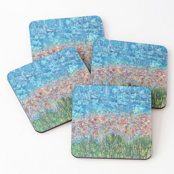 Item preview, IMPRESSIONIST'S GARDEN Abstract Flower Garden Blue Red Green designed and sold by LynnieLangArt.