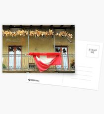 Balcony With Corn Cobs And Swiss Flag Postcards