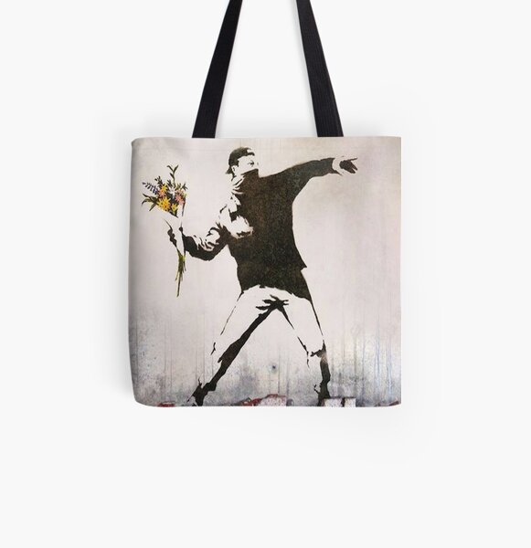Rage, Lanceur de fleurs, Banksy Tote bag doublé