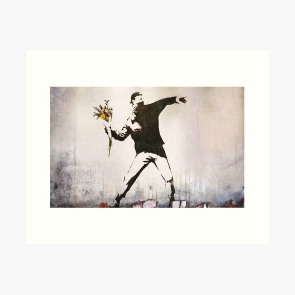 Wut, Blumenwerfer, Banksy Kunstdruck