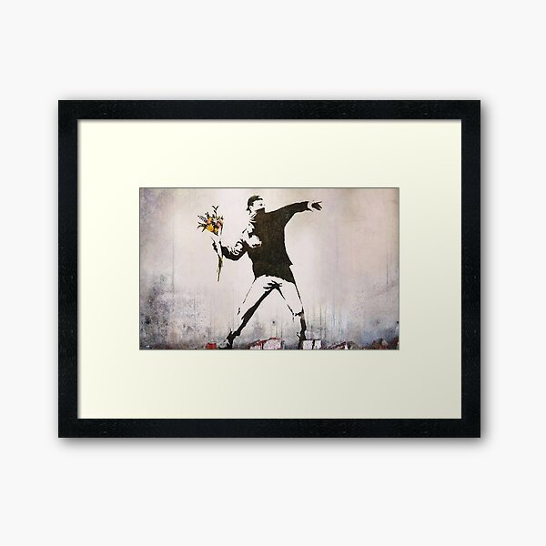 Rage, Flower Thrower, Banksy Framed Art Print