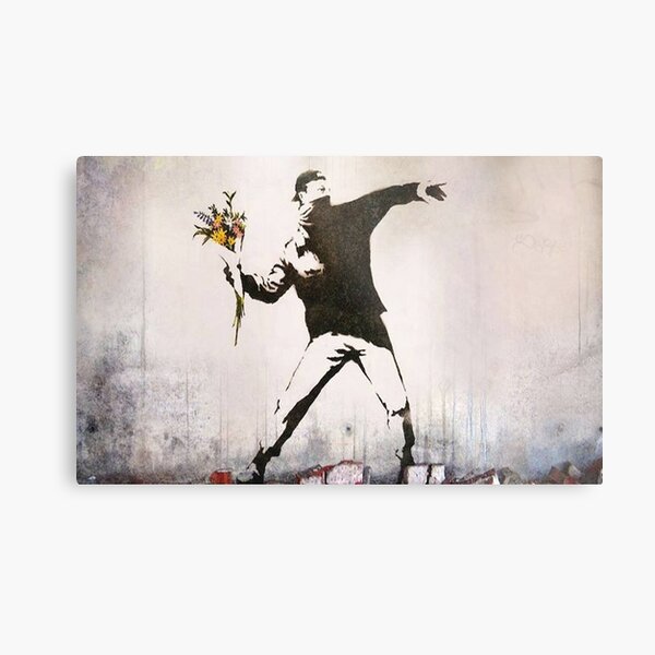 Rage, Flower Thrower, Banksy Metal Print