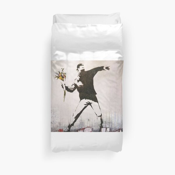 Rage, Flower Thrower, Banksy Duvet Cover