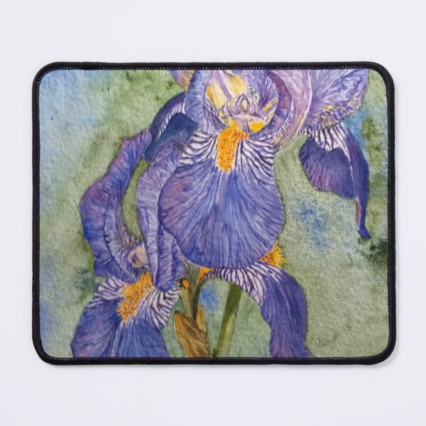Item preview, blue iris watercolour painting designed and sold by suespaintroom.