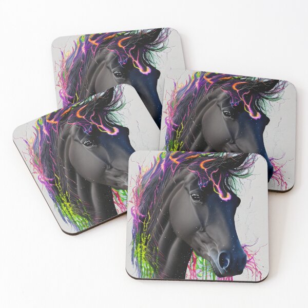 Item preview, Black horse head with flowing mane with watercolor elements designed and sold by Rostislav Bouda.