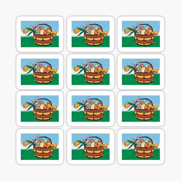 Easter bunny and egg basket 12-pack Sticker