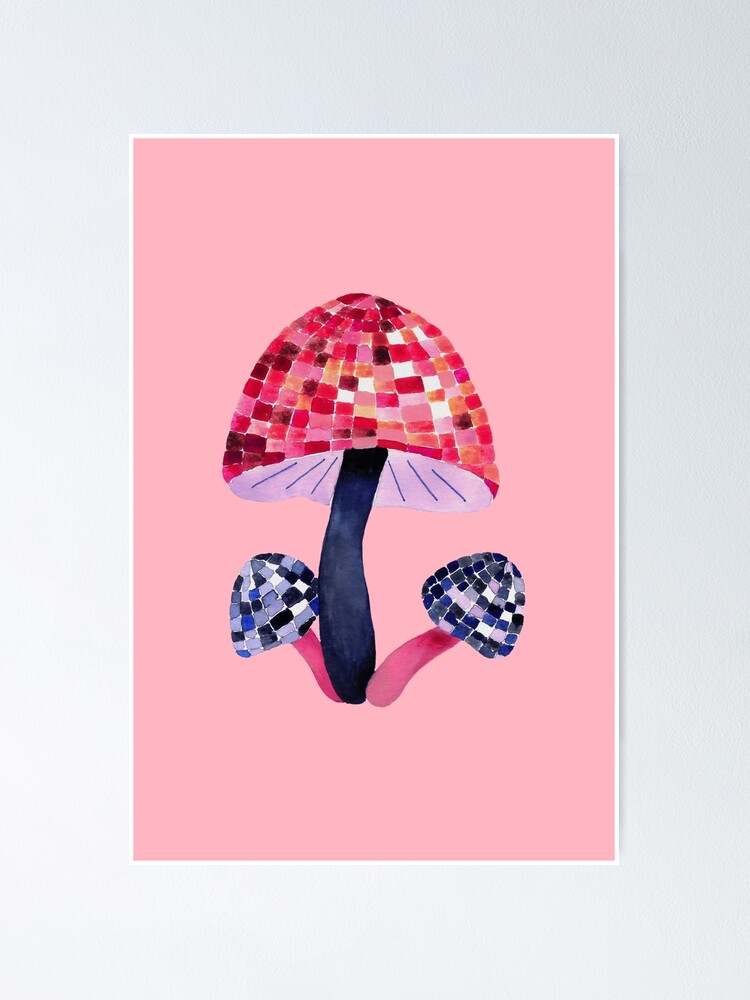 Poster for Sale avec l'œuvre « Champignon Boule Disco - Aquarelle