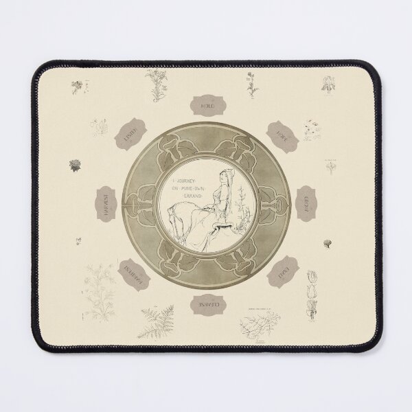 Item preview, Altar Cloth - "I Journey on Mine Own Errand" - Vintage Lineart Scrying Mat designed and sold by LochNestFarm.