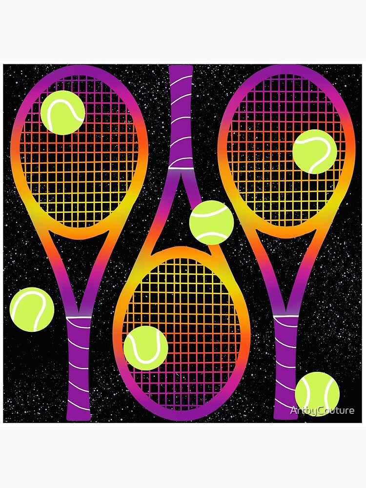 Impression rigide for Sale avec l'œuvre « Raquettes de tennis arc