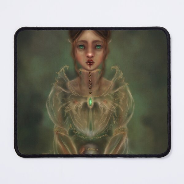 Item preview, Goblincore Fairy In Sheer Silk Gown Arsenic Green Eyes Holding a Skull designed and sold by Monica Laipple.