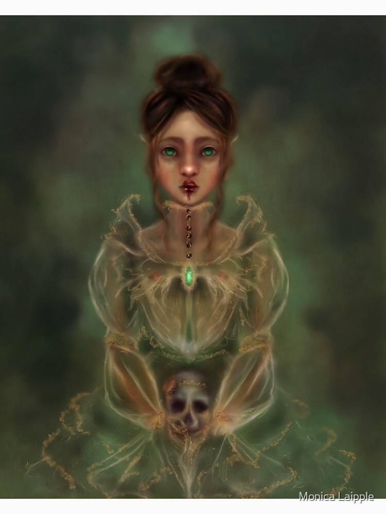 Goblincore Fairy In Sheer Silk Gown Arsenic Green Eyes Holding a Skull"  Essential T-Shirt for Sale by penandbea | Redbubble