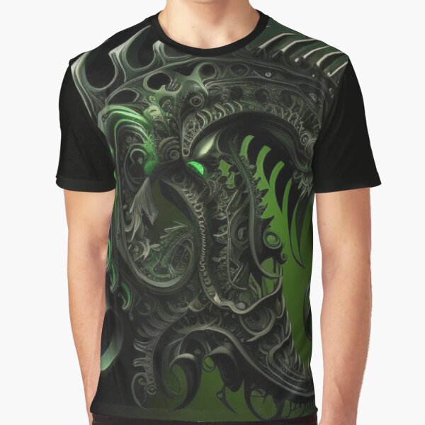 Fractal Art Surreal Biomechanic Green #6 Graphic T-Shirt
