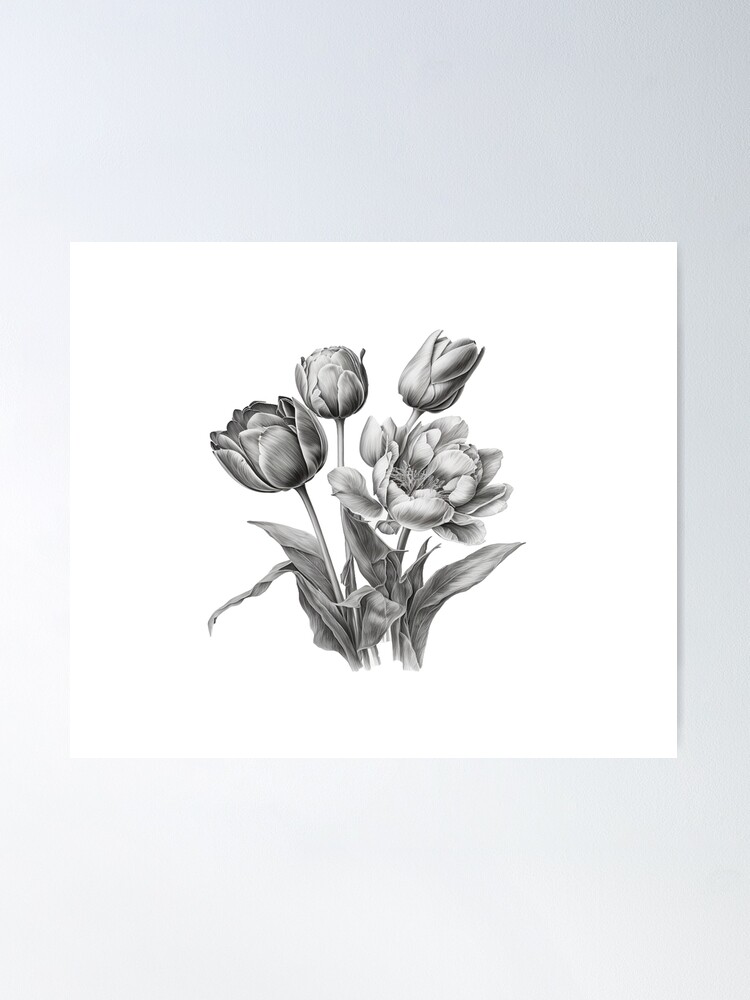 Poster Tulip / Realistic sketch of flower - PIXERS.US