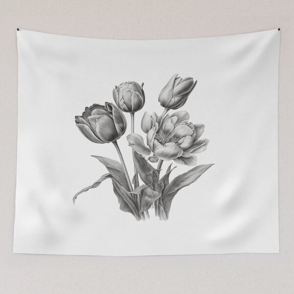 Item preview, tulip flowers pencil sketch designed and sold by Toon Hub.