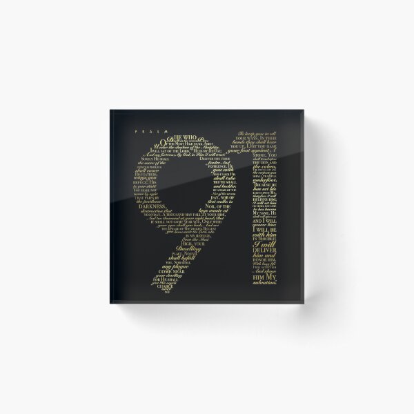 Psalm 91 - Black and Gold Acrylic Block