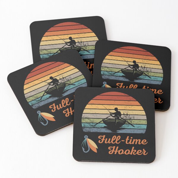 Item preview, Funny Full-time Hooker Fishing Design with Retro Sunset designed and sold by BluePlanetMerch.