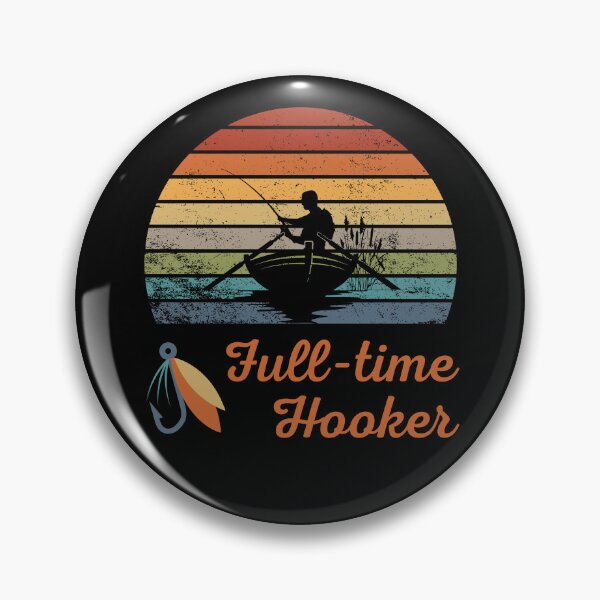 Item preview, Funny Full-time Hooker Fishing Design with Retro Sunset designed and sold by BluePlanetMerch.