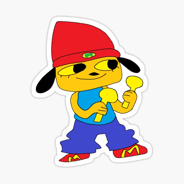 Vista previa del artículo con la obra «Parappa el rapero Maracas Pegatina», diseñado y vendido por yyamssoup.