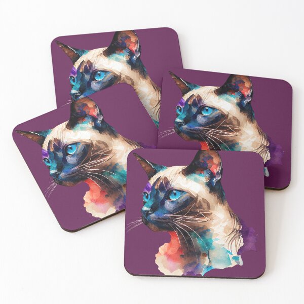 Item preview, Watercolor Funky Colors Siamese Cat designed and sold by KOTOdesign.