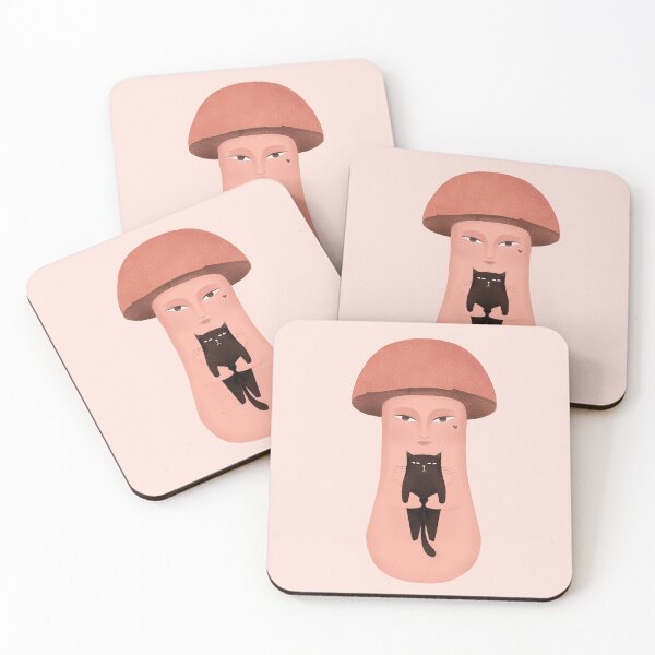 Item preview, Cute mushroom with black cat, version 1 designed and sold by IULIART.