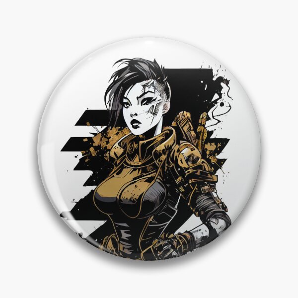 Artikelvorschau, Cyberpunk Comic Book Girl in Black and Gold entworfen und verkauft von ShadowAndSlate.