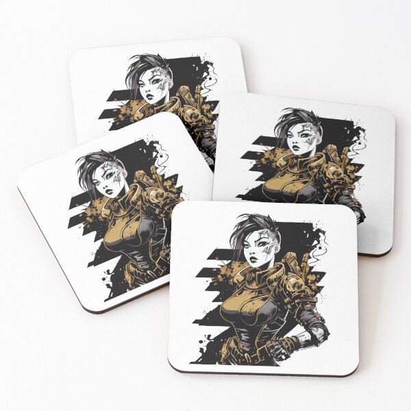 Item preview, Cyberpunk Comic Book Girl in Black and Gold designed and sold by ShadowAndSlate.