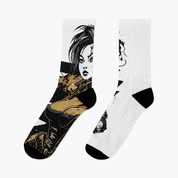 Item preview, Cyberpunk Comic Book Girl in Black and Gold designed and sold by ShadowAndSlate.