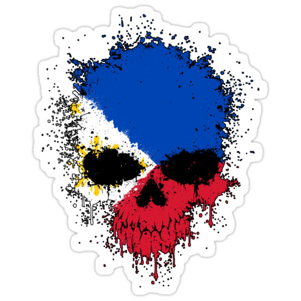 Chaotic Filipino Flag Splatter Skull Stickers By Jeff Bartels Redbubble