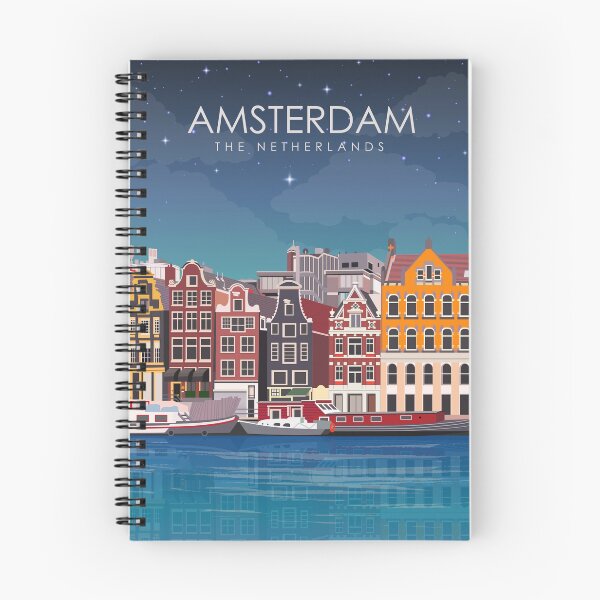 Item preview, Cartel de viaje de Amsterdam Países Bajos por la noche designed and sold by Stadify.